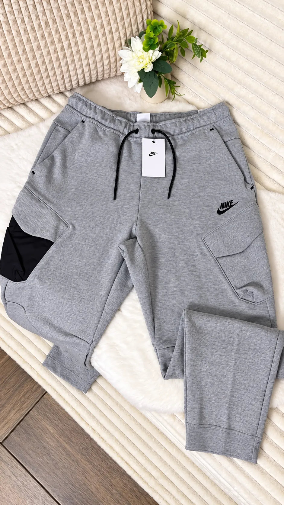 Heather Grey Utility Cargo Track Pants