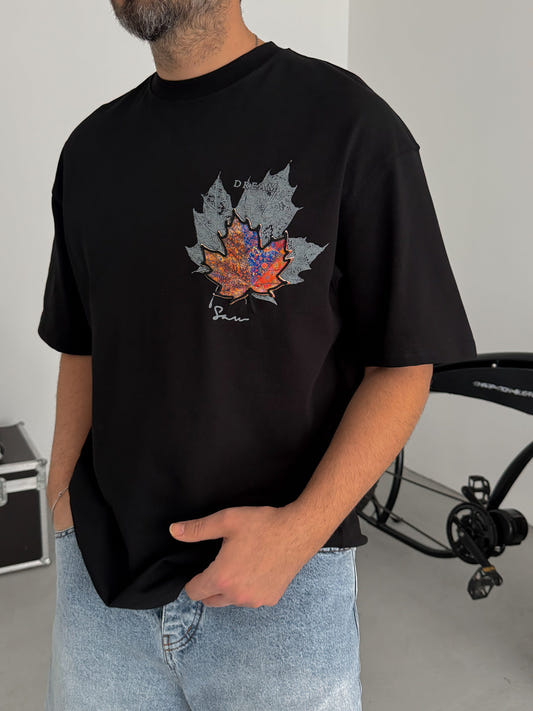 Black Leaf Patch Oversize T-Shirt — view 3
