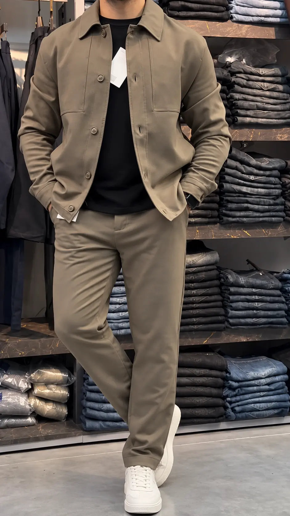 Button-Up Smart Tracksuit Set