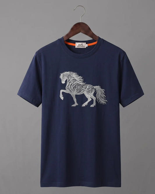 T-Shirt with Black Horse Print — view 3