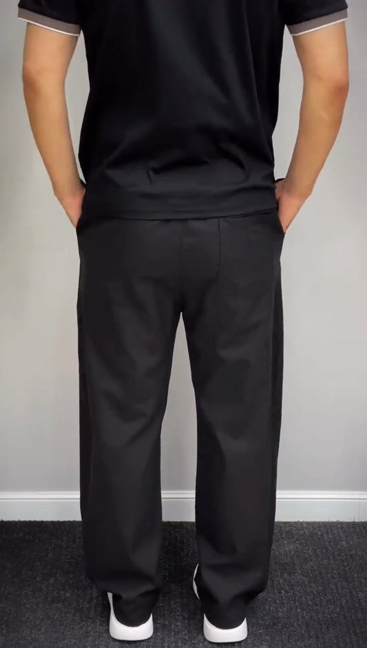 Classic Black Straight Cut Casual Trouser — view 4