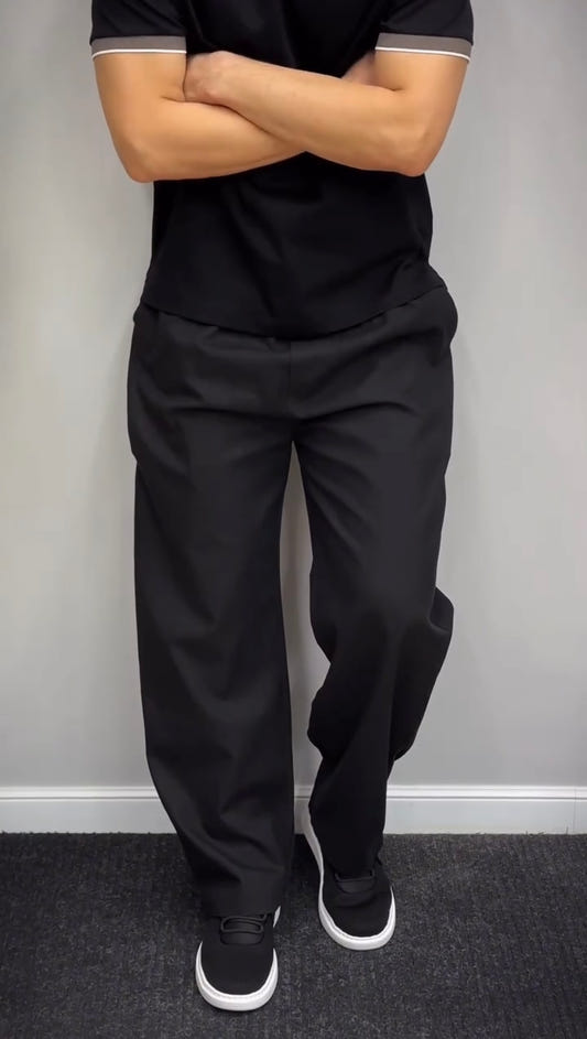 Classic Black Straight Cut Casual Trouser — view 1