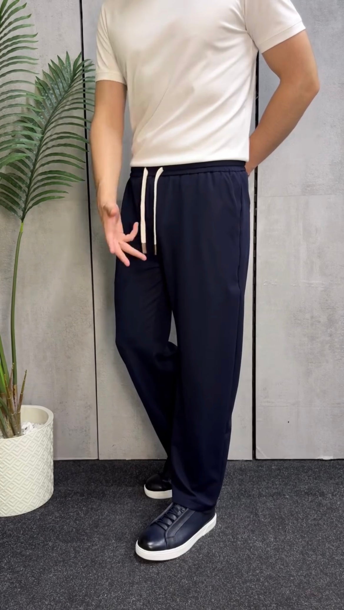 Casual Drawstring Straight Leg Trousers