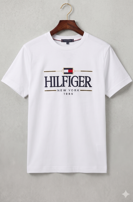 TH Classic Round Neck Cotton Jersey Shirt Optical White Hover
