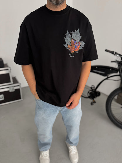 Black Leaf Patch Oversize T-Shirt