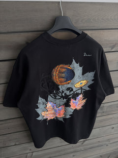 Black Leaf Patch Oversize T-Shirt