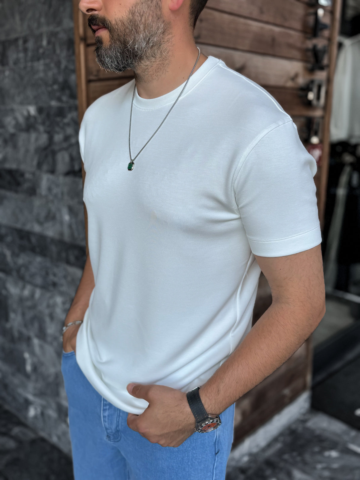 Modal Fabric Lycra Slim Fit T-Shirt