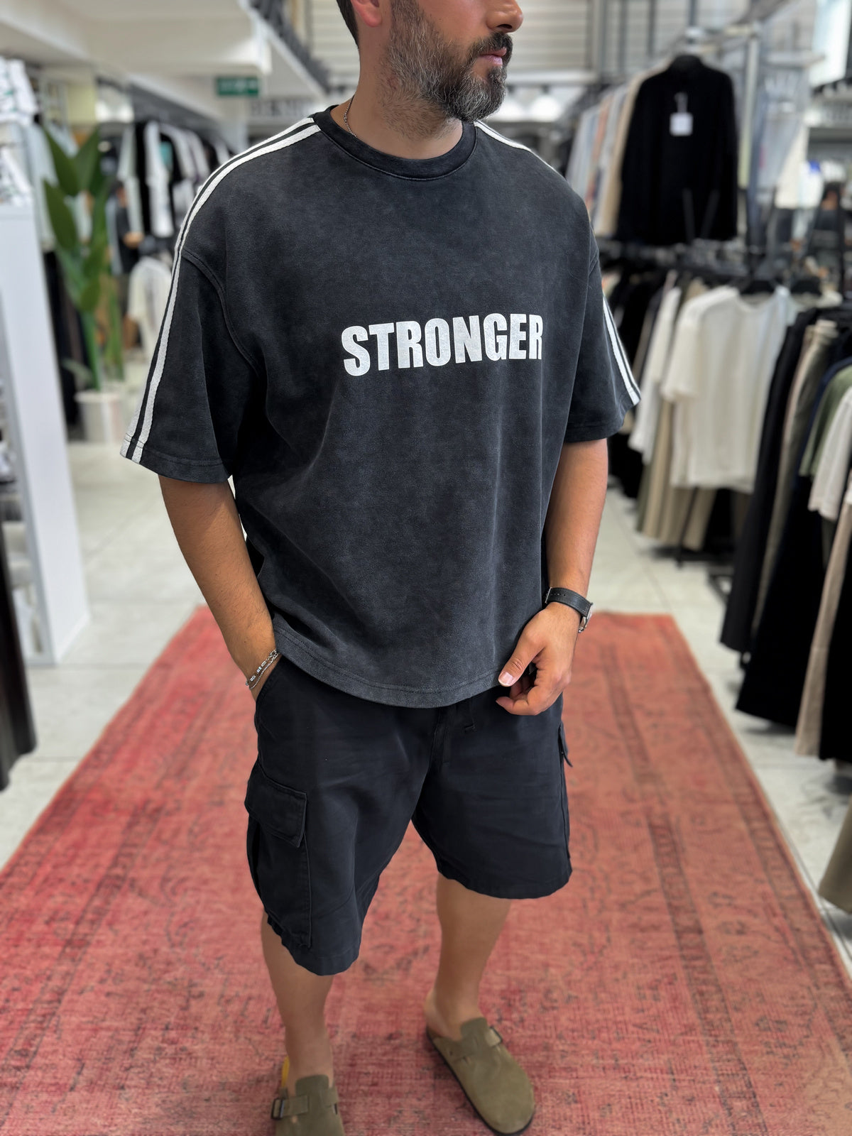 Stronger Print Washed Boxy Fit T-Shirt