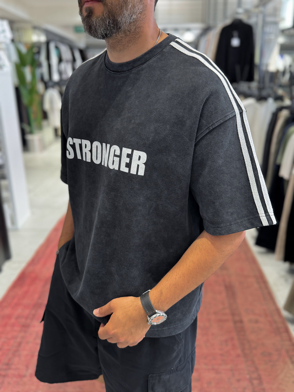 Stronger Print Washed Boxy Fit T-Shirt
