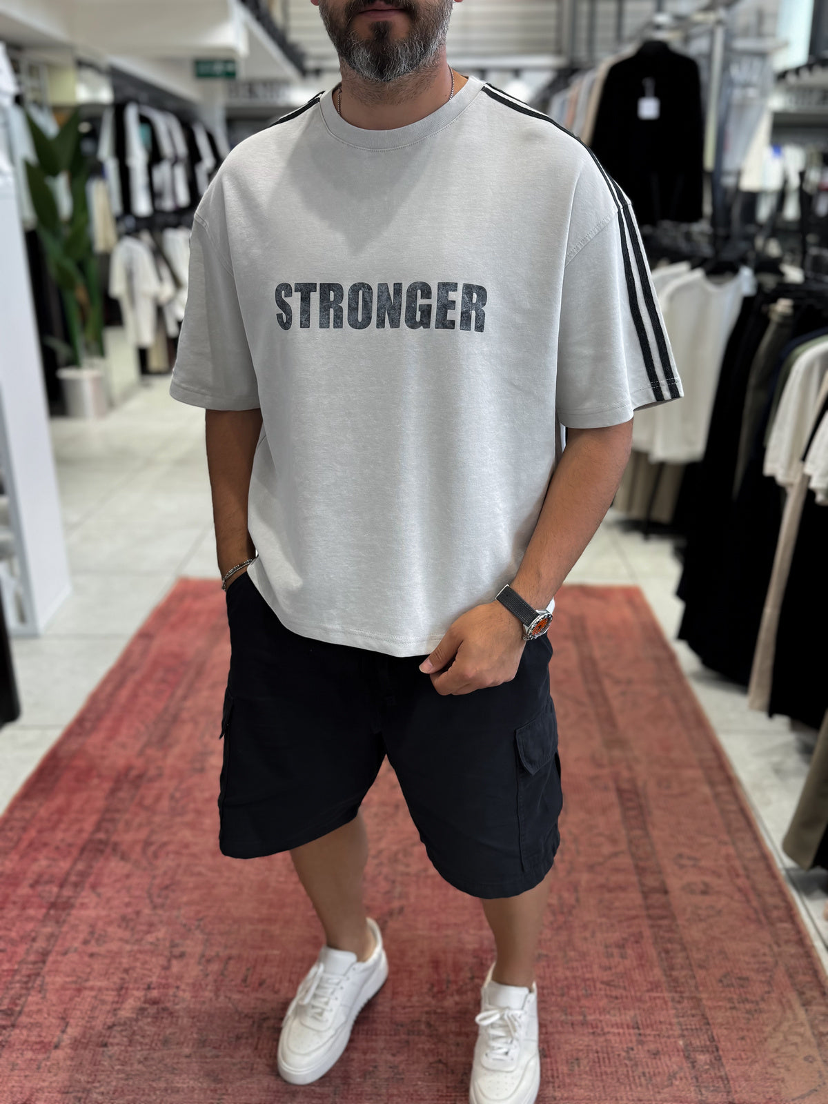 Stronger Print Washed Boxy Fit T-Shirt