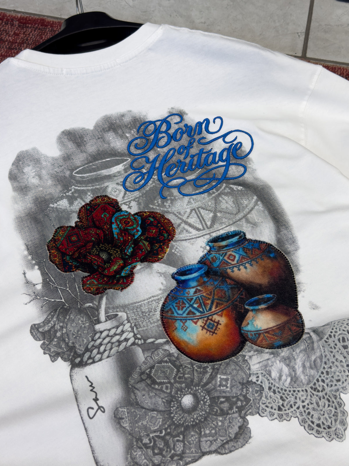 White Heritage Embroidered Oversize T-Shirt