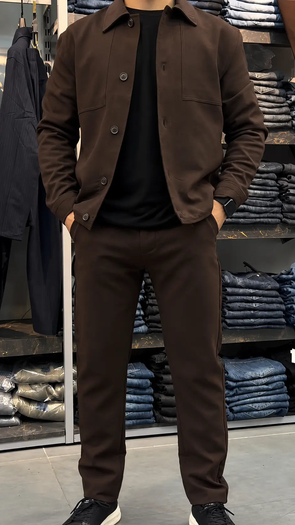 Button-Up Smart Tracksuit Set