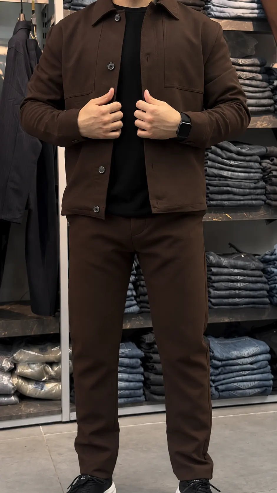 Button-Up Smart Tracksuit Set