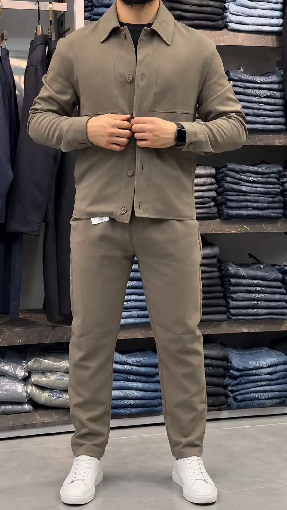 Button-Up Smart Tracksuit Set