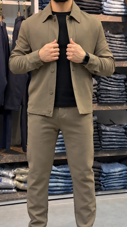 Button-Up Smart Tracksuit Set