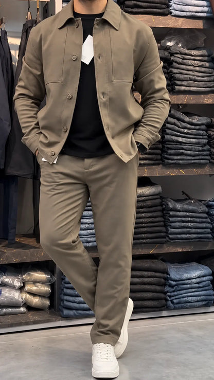Button-Up Smart Tracksuit Set