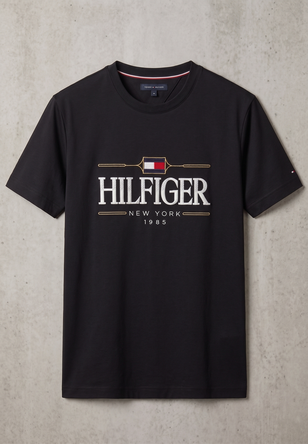 TH Round Neck Cotton Jersey Shirt — Black