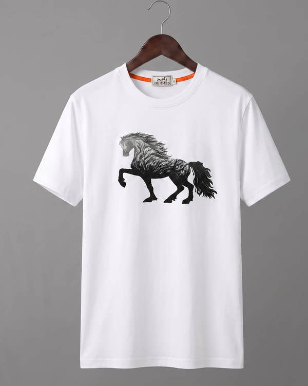 T-Shirt with Black Horse Print