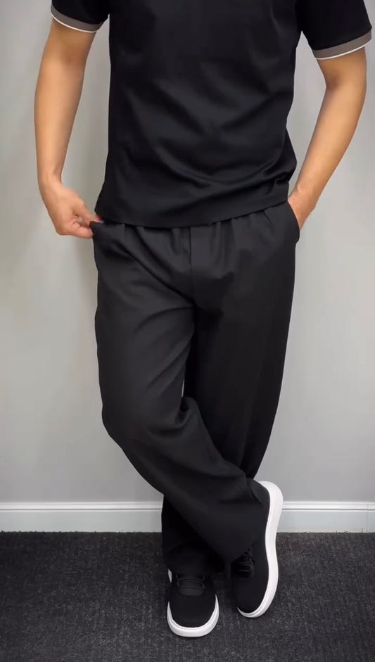 Classic Black Straight Cut Casual Trouser — hover view