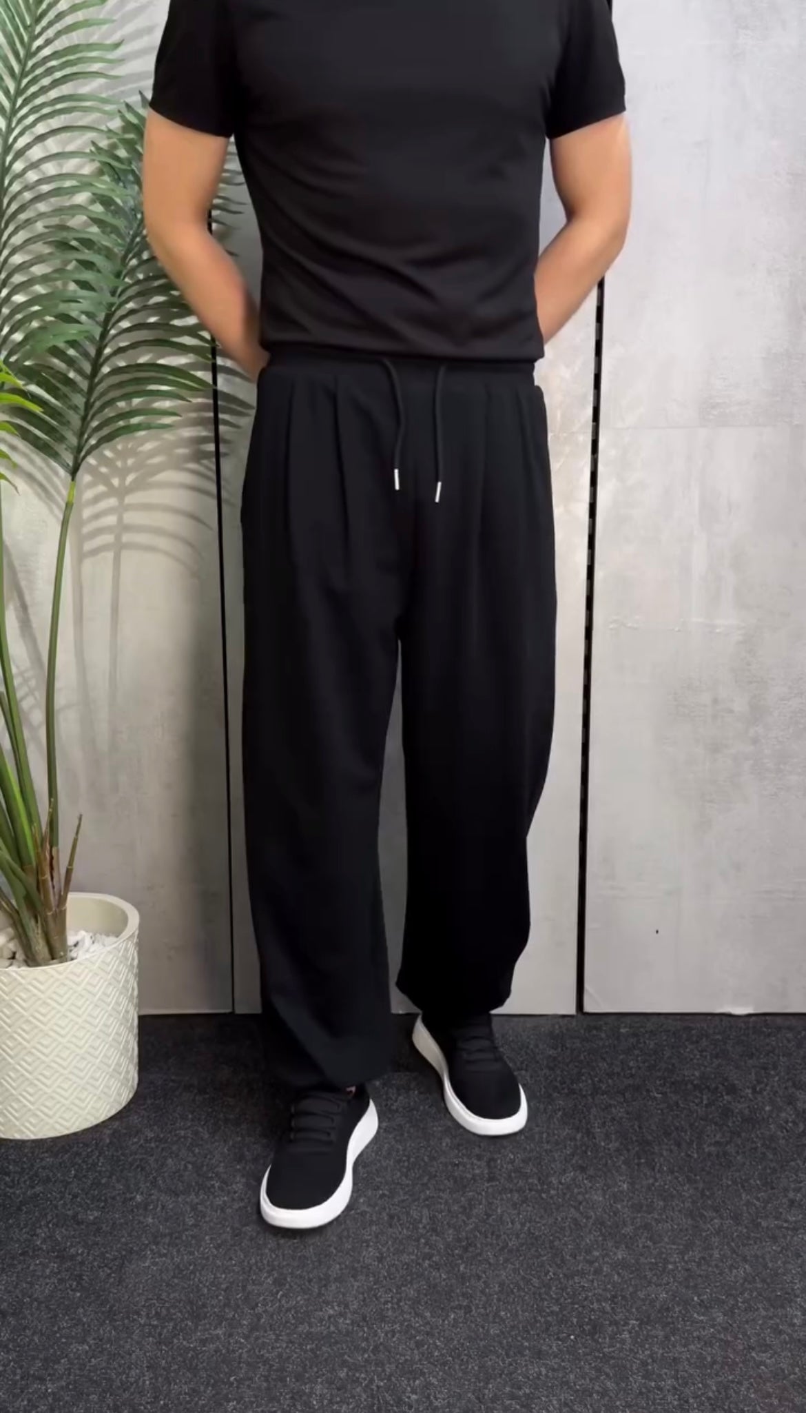 Casual Baggy Pants with Drawstring Waist