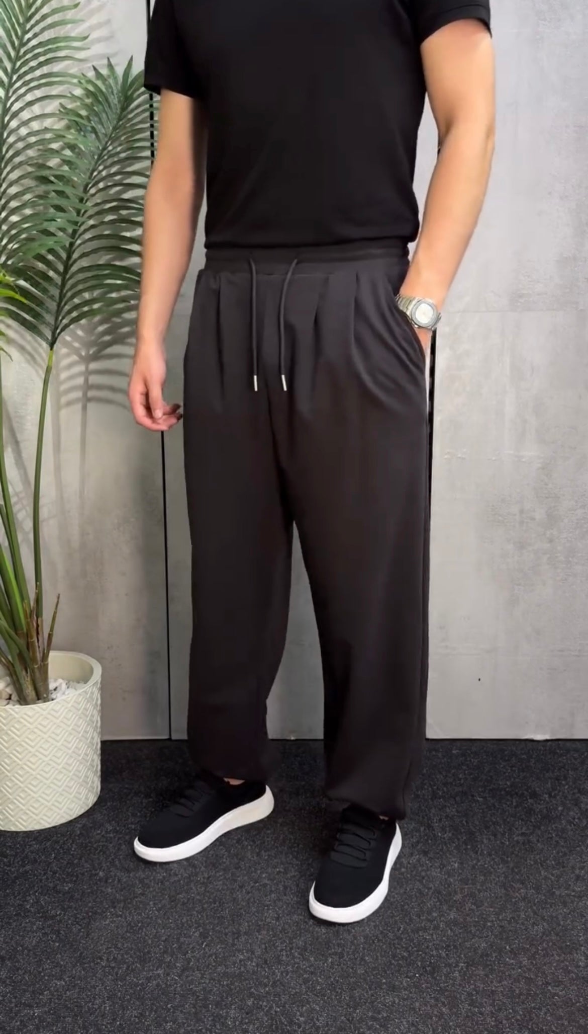 Casual Baggy Pants with Drawstring Waist