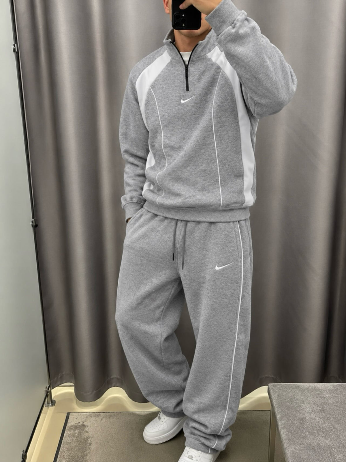 Contrast Panel Half-Zip Tracksuit Set
