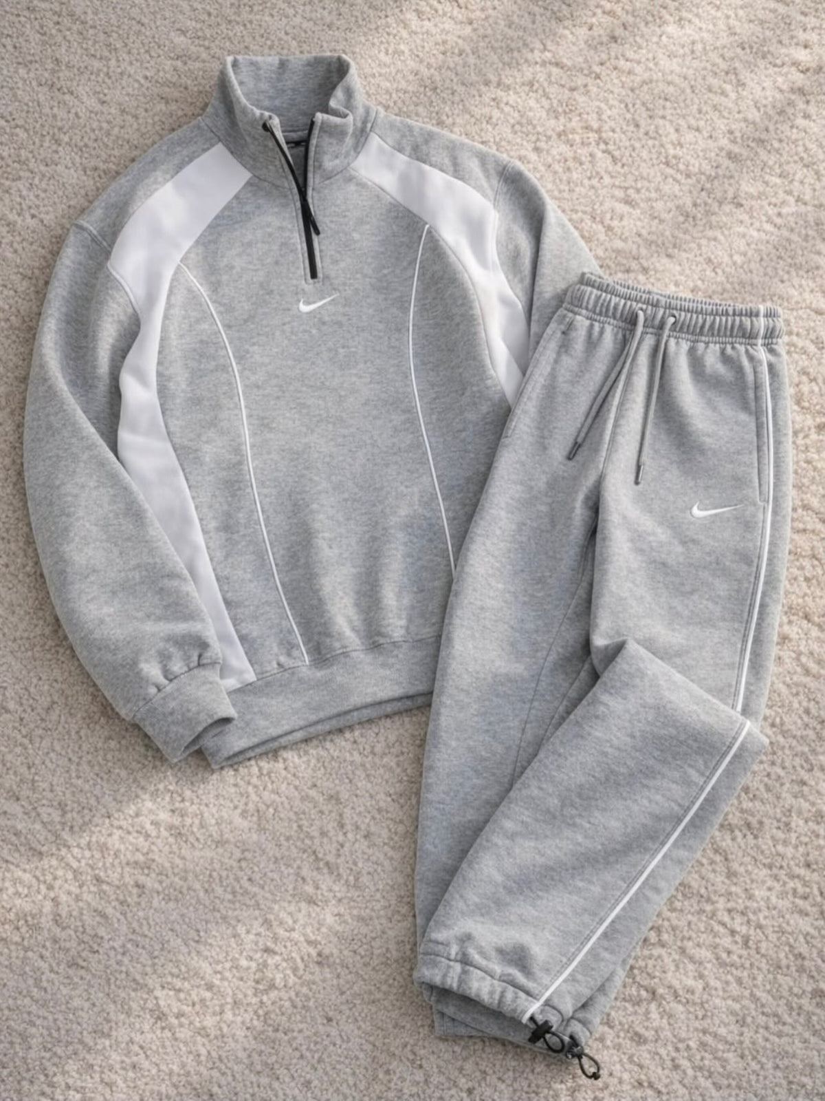 Contrast Panel Half-Zip Tracksuit Set