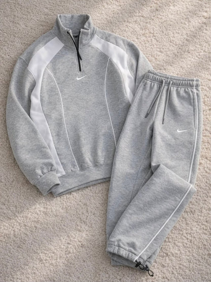 Contrast Panel Half-Zip Tracksuit Set