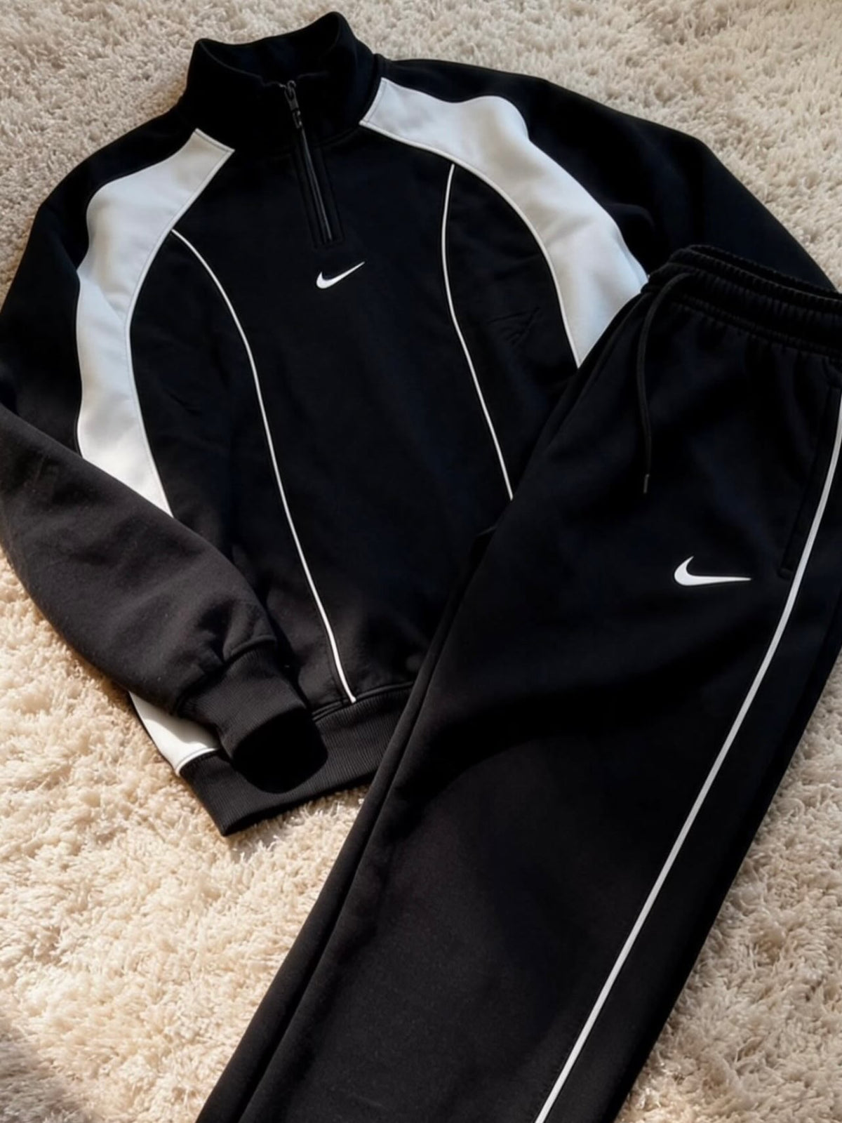 Contrast Panel Half-Zip Tracksuit Set