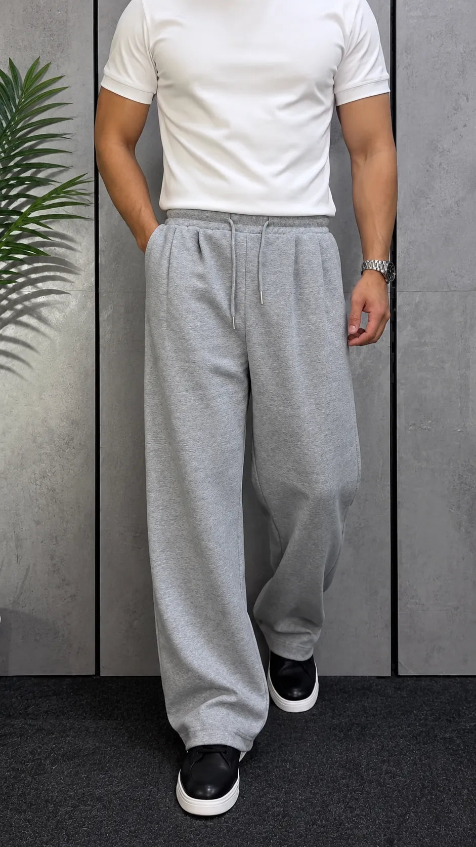 Wide-Leg Pleated Trousers