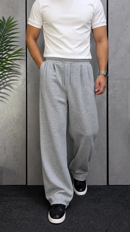 Wide-Leg Pleated Trousers