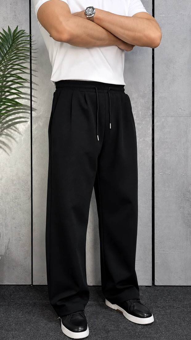 Wide-Leg Pleated Trousers