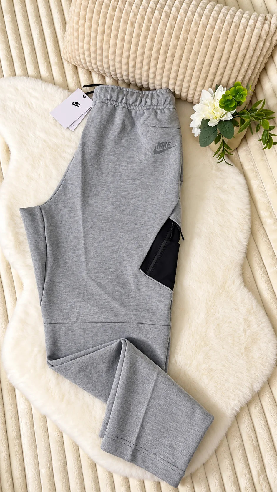 Heather Grey Utility Cargo Track Pants