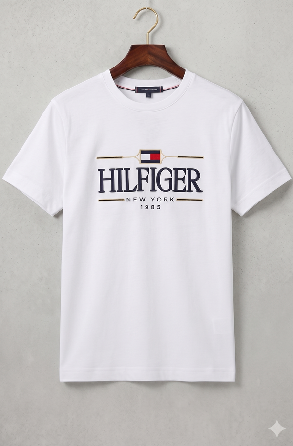TH Classic Round Neck Cotton Jersey Shirt Optical White